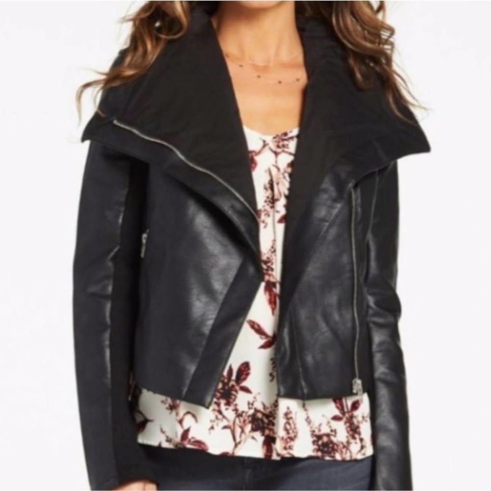 NEW! BLANK NYC Black Vegan Leather Moto Biker Jacket XS.